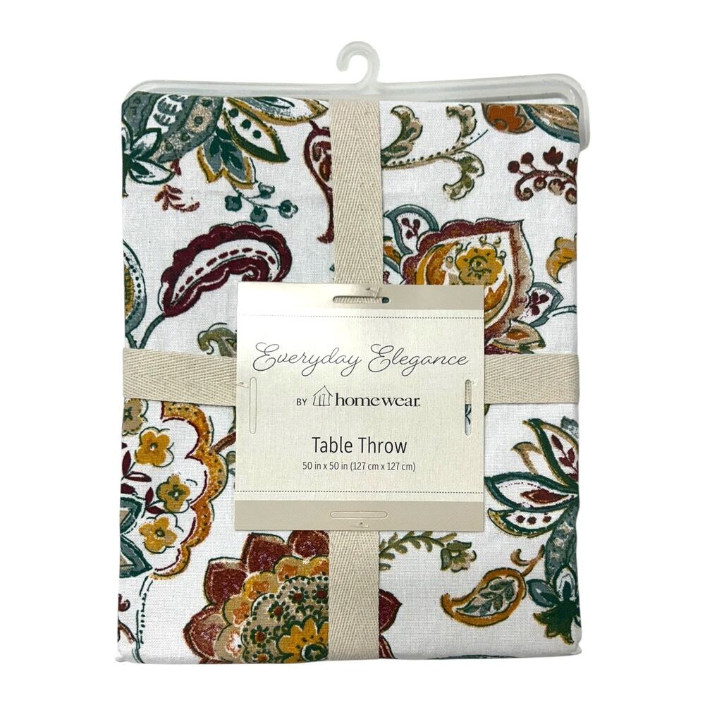 Homewear Table Throw 50x50‎ Jacobean Dream India Cotton NWT Cottagecore Decor